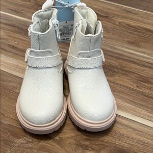 Cat & Jack White Boots with Pink Soles